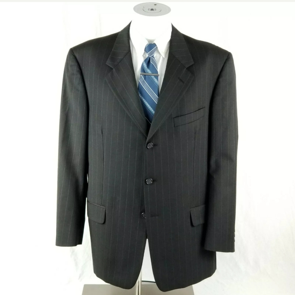 Yves Saint Laurent Black Blazer w/ Pinstripe 42R - Picture 1 of 7